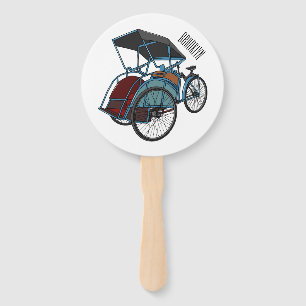 Abanico Ilustracion de personalizado de rickshaw en bicicl