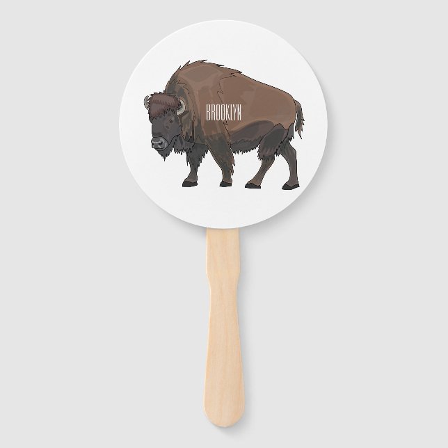 Abanico Ilustracion personalizado Bison (Anverso)