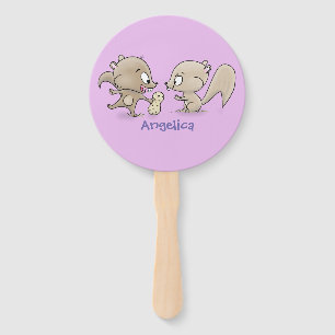 Abanico Ilustracion personalizado de ardillas graciosas