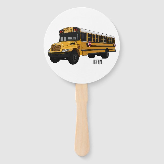 Abanico Ilustracion personalizado de autobús escolar (Anverso)