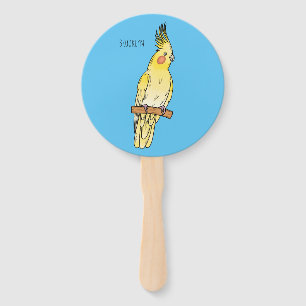 Abanico Ilustracion personalizado de aves de Cockatiel