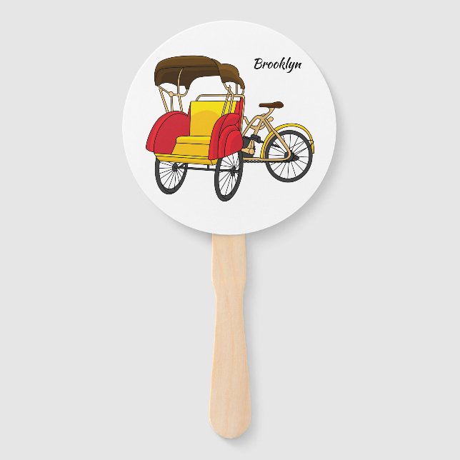 Abanico Ilustracion personalizado de bicitaxi (Anverso)