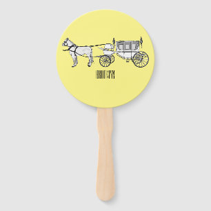 Abanico ilustracion personalizado de caballos y carruajes