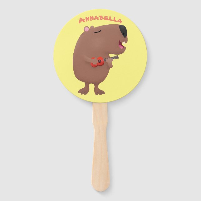 Abanico Ilustracion personalizado de capybara ukulele cant (Anverso)