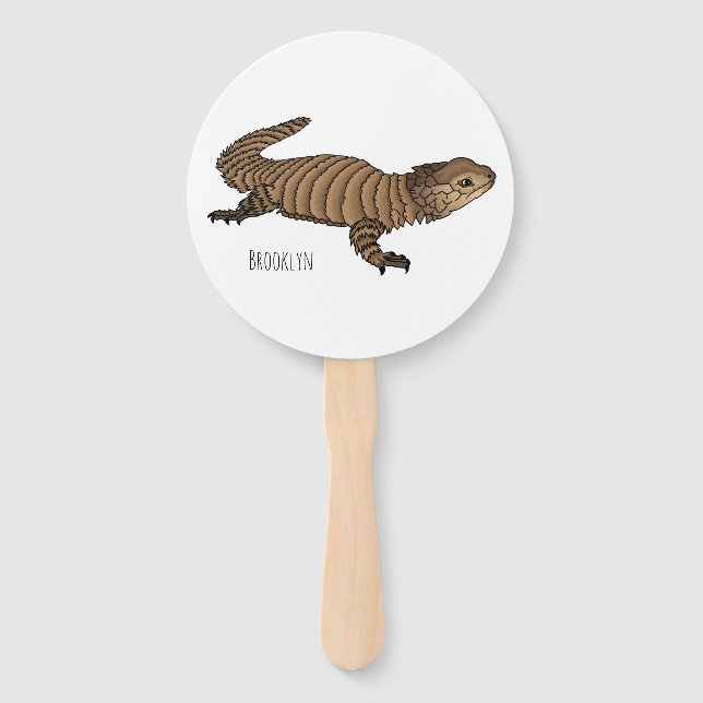 Abanico Ilustracion personalizado de lagarto de Armadillo (Anverso)