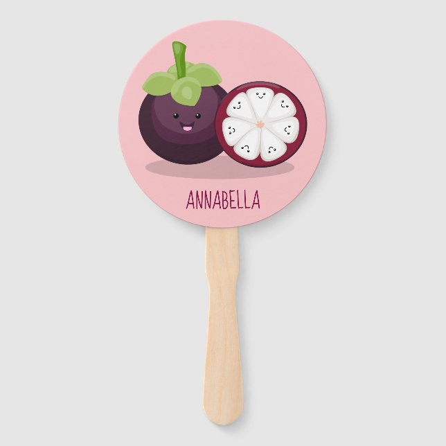 Abanico Ilustracion personalizado de mangostino morado (Anverso)
