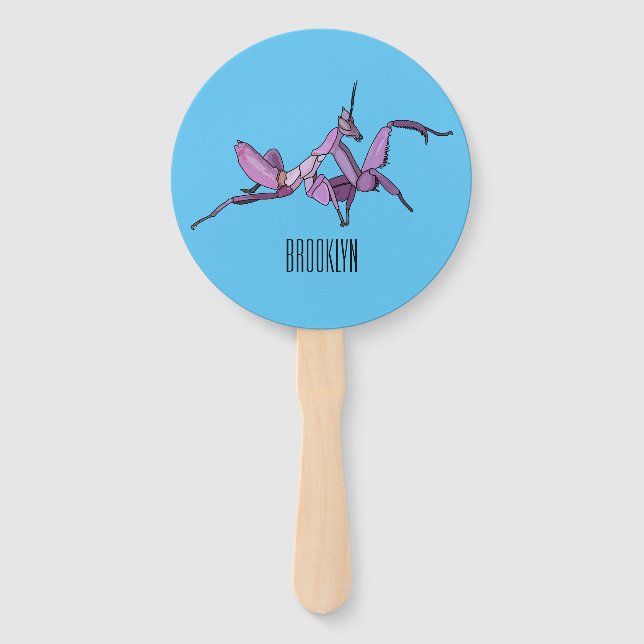 Abanico Ilustracion personalizado de mantis orquídea (Anverso)