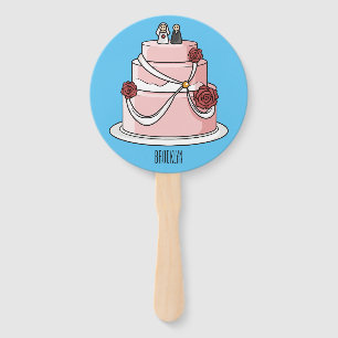 Abanico ilustracion personalizado de pastel boda