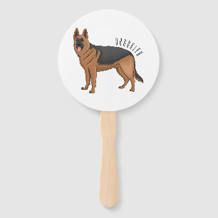 Abanico Ilustracion personalizado de perro pastor alemán