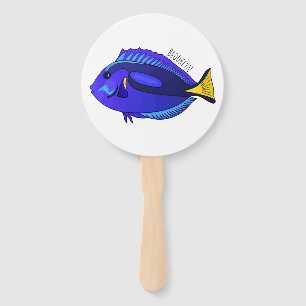 Abanico Ilustracion personalizado de pescado tang azul