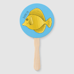 Abanico Ilustracion personalizado de pescado tango amarill