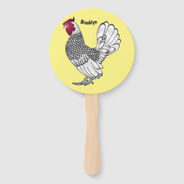 Abanico Ilustracion personalizado de pollo de Sebright (Anverso)