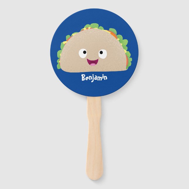 Abanico Ilustracion personalizado de taco alegre sonriente (Anverso)