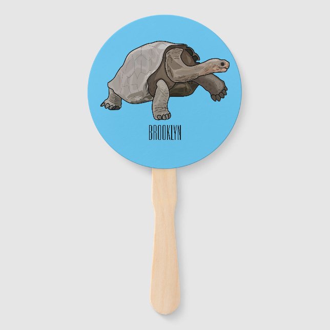 Abanico Ilustracion personalizado de tortugas de Galápagos (Anverso)