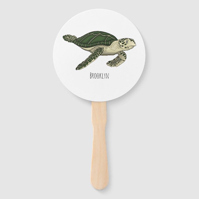 Abanico Ilustracion personalizado de tortugas marinas (Anverso)
