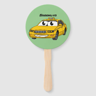 Abanico Ilustracion personalizado divertido de taxi amaril