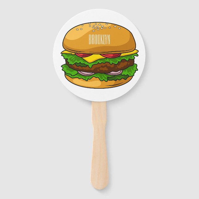 Abanico Ilustracion personalizado Hamburger (Anverso)