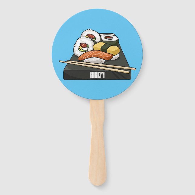 Abanico Ilustracion personalizado Sushi (Anverso)