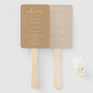 Abanico INDIE Bohemian Earth Toned Beige Wedding Program
