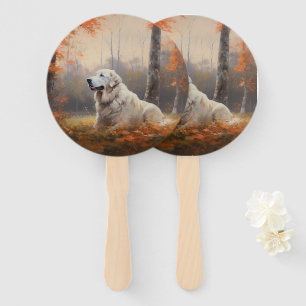 Abanico Inspiración de grandes Pirineos en las hojas de ot