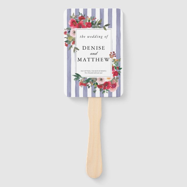 Abanico Invitación a la boda violeta persa (Anverso)