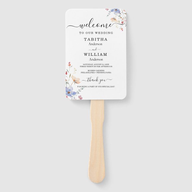 Abanico Invitación de boda de flores silvestres boho (Anverso)