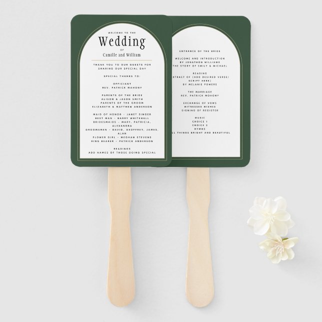 ABANICO INVITACIÓN DE BODAS FOTO JUNIPER GREEN GOLD (Anverso y reverso)