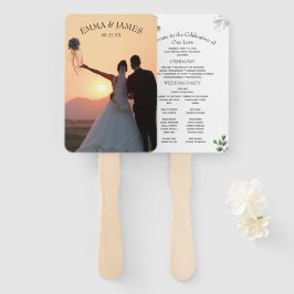 Abanico Invitación moderna para programa de boda con veget