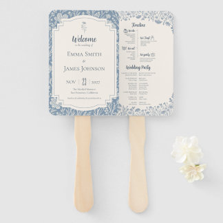 Abanico Ivory Periwinkle Wildflower Wedding Program