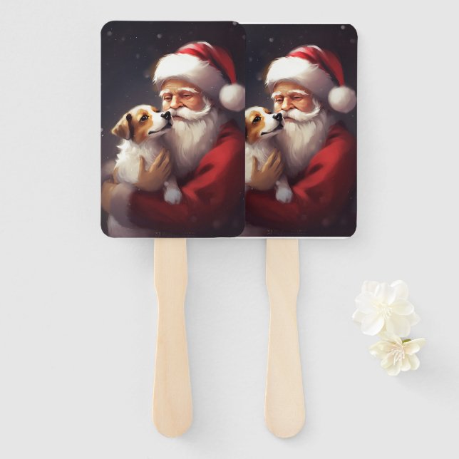 Abanico Jack Russell Con Navidades festivos de Santa Claus (Anverso y reverso)