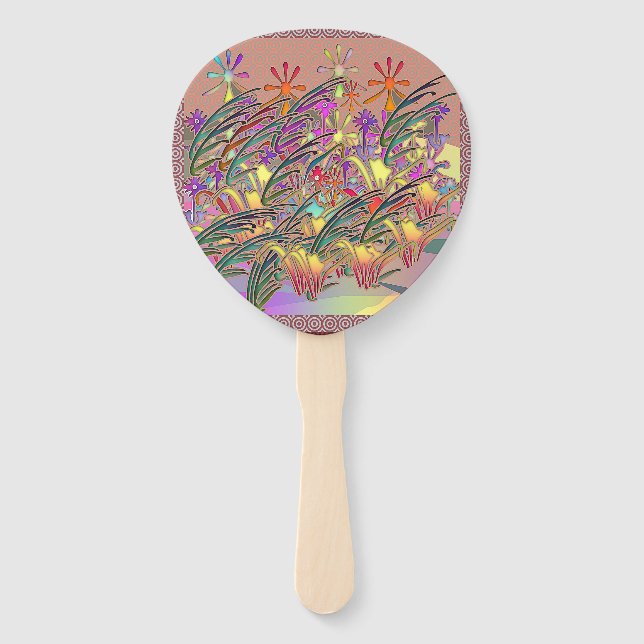 Abanico Jardín de flores exóticas (Anverso)