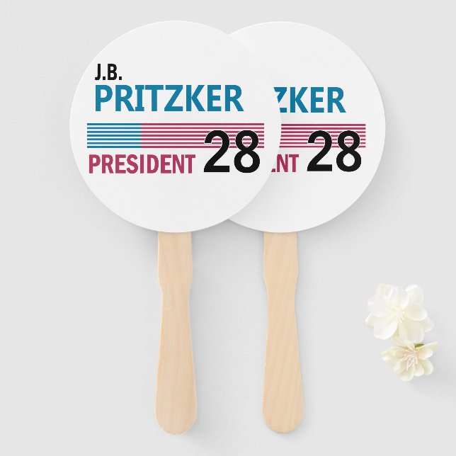 Abanico JB Pritzker 2028 (Anverso y reverso)