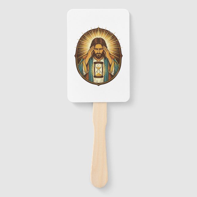 Abanico Jesús Impaciente Cargando Reloj de Arena Internet  (Anverso)