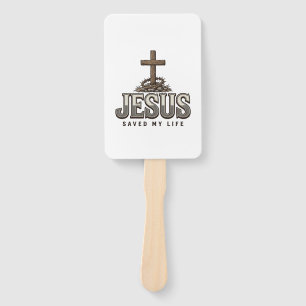 Abanico Jesús Salvó Mi Vida Grabado Vintage Diseño Cristia