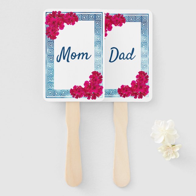 Abanico Juego de Baby Shower rosa Watercolor Grecian Elega (Anverso y reverso)