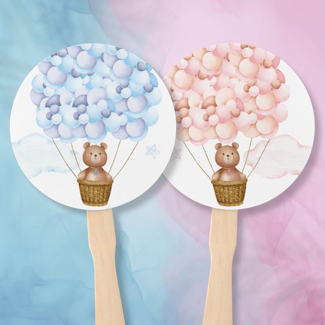 Abanico Juego de votación de Fiesta de Teddy Bear Gender R (Teddy Bear Gender Reveal Party Voting Game Hand Fan)