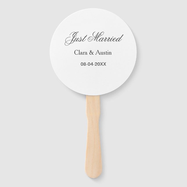 Abanico Just Married add couple name date year wedding sim (Anverso)