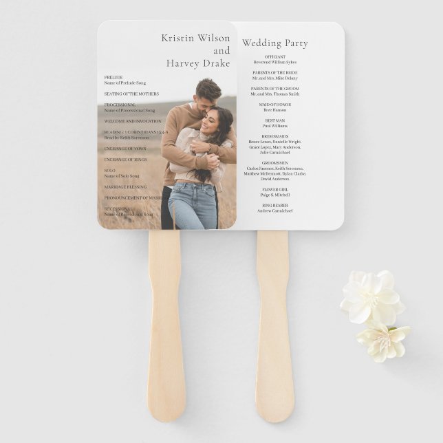 Abanico Kristin Photo Modern Boda (Anverso y reverso)