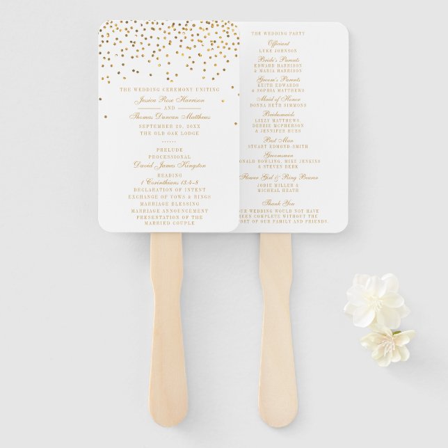 Abanico La colección de Bodas Glam Gold Confetti (Anverso y reverso)