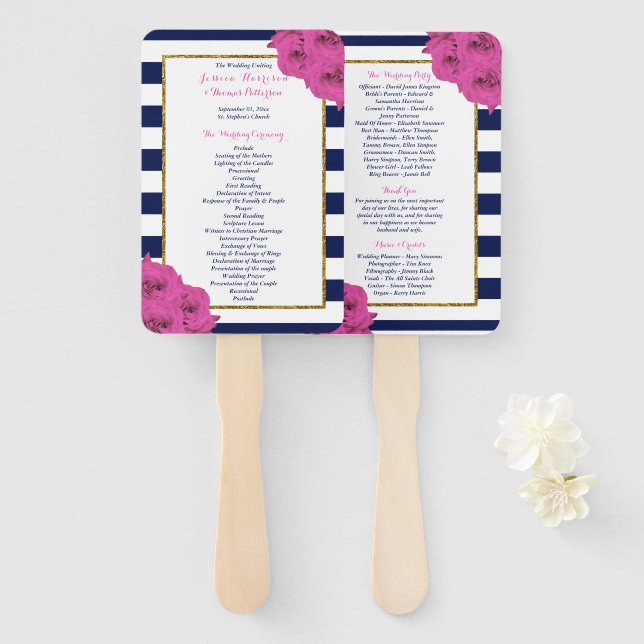 Abanico La Moda Moderna Colección Boda Luxe Roses Rosa (Anverso y reverso)