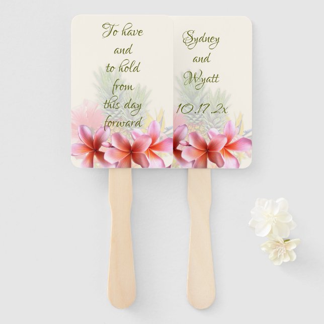 Abanico La Plumeria Tropical Hawaiana está en espera (Anverso y reverso)