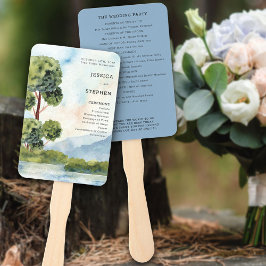 Abanico Lake Evergreen Watercolor Dusty Blue Program