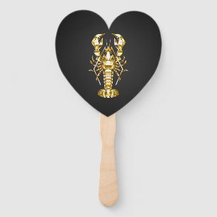 Abanico Langosta de bogavante poligonal dorada sobre negro