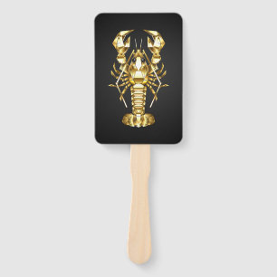 Abanico Langosta de bogavante poligonal dorada sobre negro