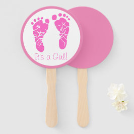 Abanico Las huellas rosas del bebé son un Baby Shower Chic
