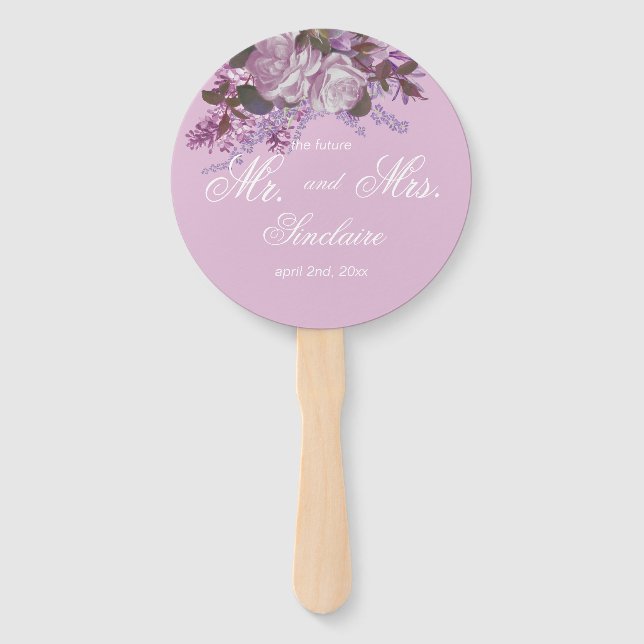 Abanico Lavender Mr. y Mrs. Photo Boda (Anverso)