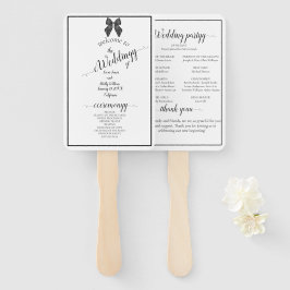 Abanico Lazo de cinta clásico boda en blanco y negro