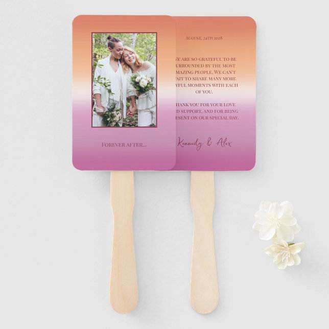 Abanico Lesbian Wedding Photo Pride Flag Gradient Program (Anverso y reverso)