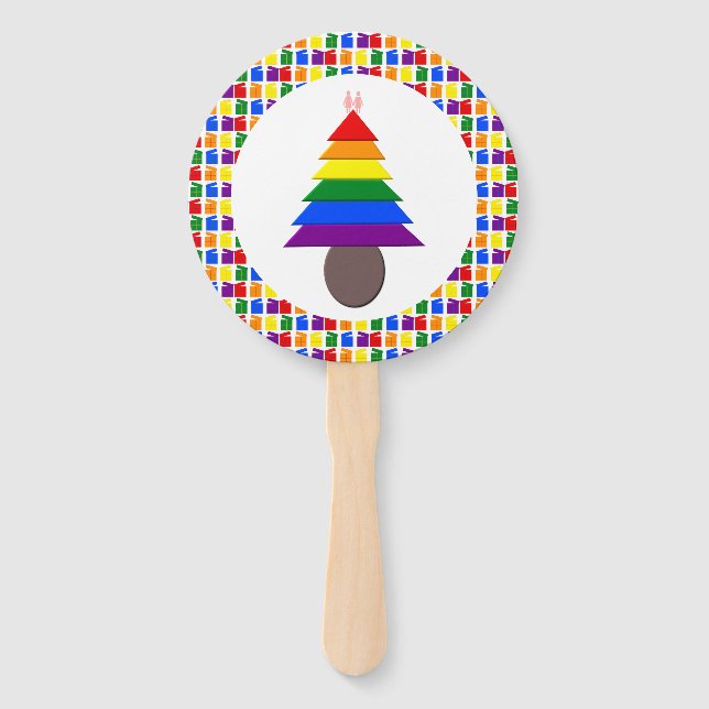 Abanico Lesbianas arcoiris Árbol y regalo de Navidad (Anverso)
