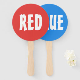 Abanico Letrero de paleta de juego de equipo rojo azul